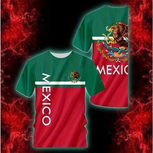 "Versatile T-shirt for Men with 3D Digital Pattern ""MEXICO"", Short Sleeves, Ro